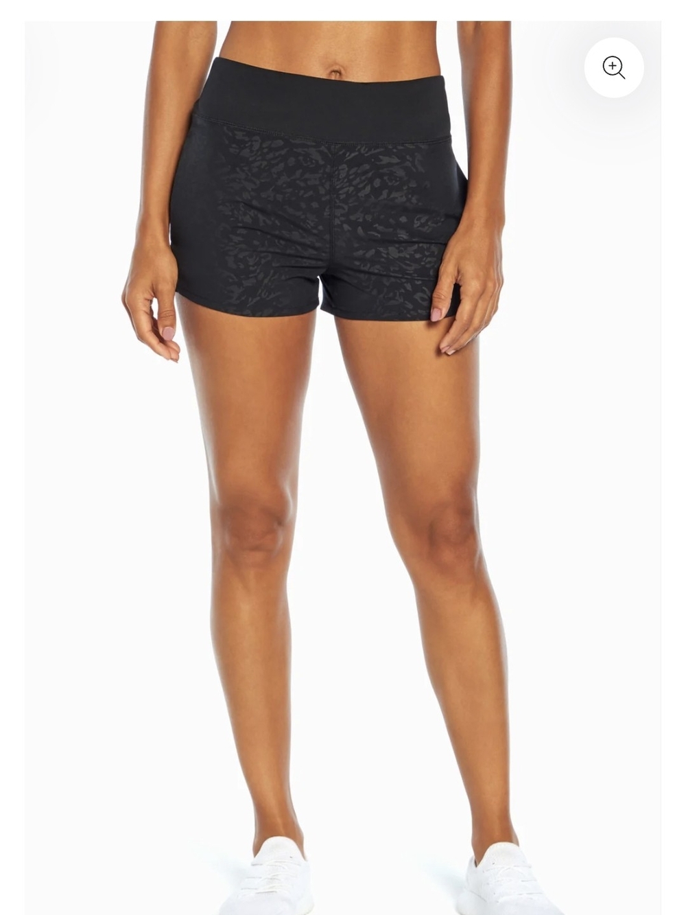 NWT Marika Black High-Waist Athletic Shorts with Black Cheetah Print